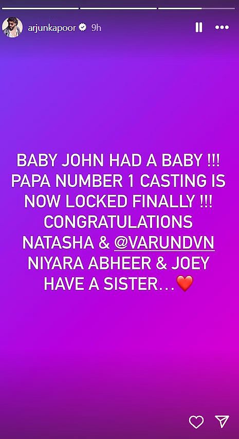 Arjun Kapoor's post for Varun Dhawan-Natasha Dalal